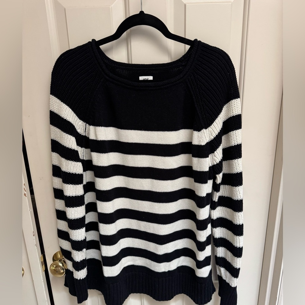 Aerie Oversized Bistro Sweater Black & White Stripe - Picture 3 of 6